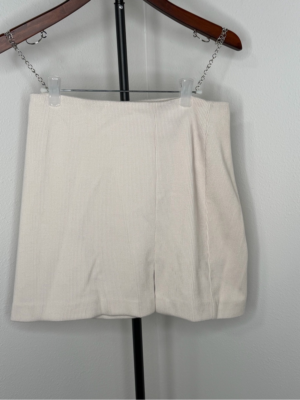 House of Harlow 1960 Cream Ribbed Pull On Mini Skirt Size XS